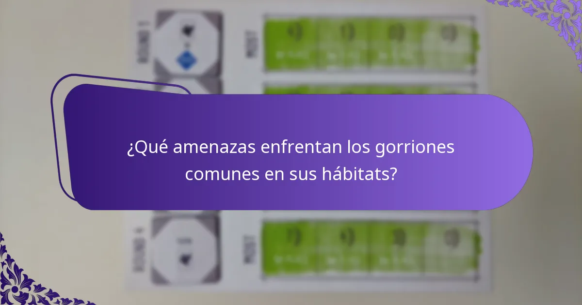 ¿Qué amenazas enfrentan los gorriones comunes en sus hábitats?